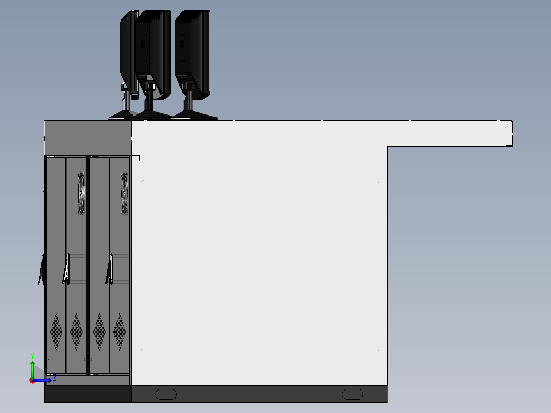 六工位带角度平面操作台左视图