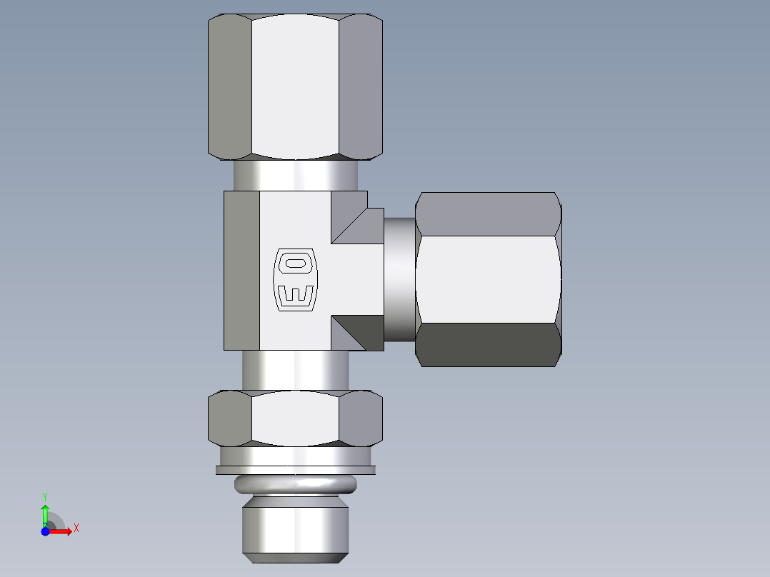 卡套式工业通用硬管接头EO_Adjustable_locknut_run_tee_LEE06SMORCF前视图