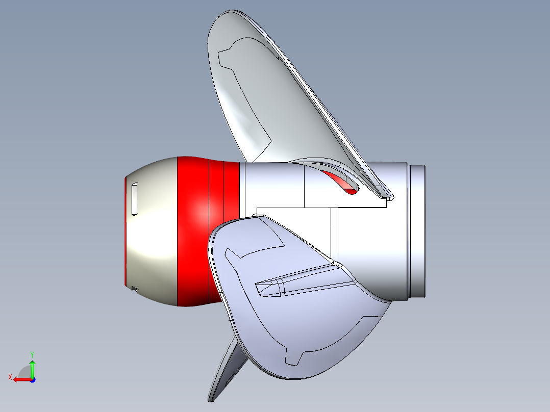 喷水推进器螺旋桨叶片Magblade三维建模图纸 STP格式后视图