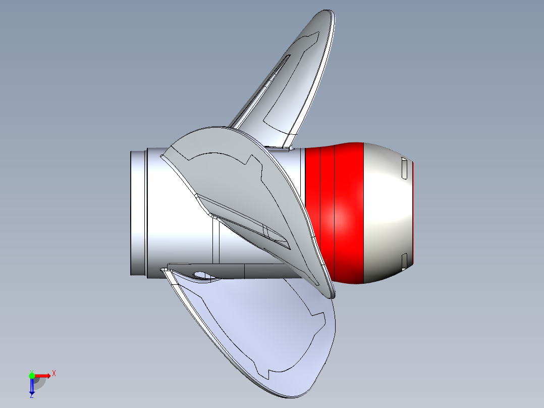 喷水推进器螺旋桨叶片Magblade三维建模图纸 STP格式俯视图