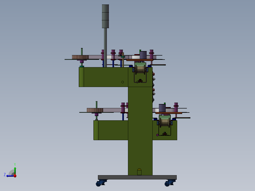 卧式双层收料架右视图