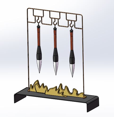 2款古代毛笔架3d图纸 中式毛笔笔架SolidWorks设计图纸 三维模型