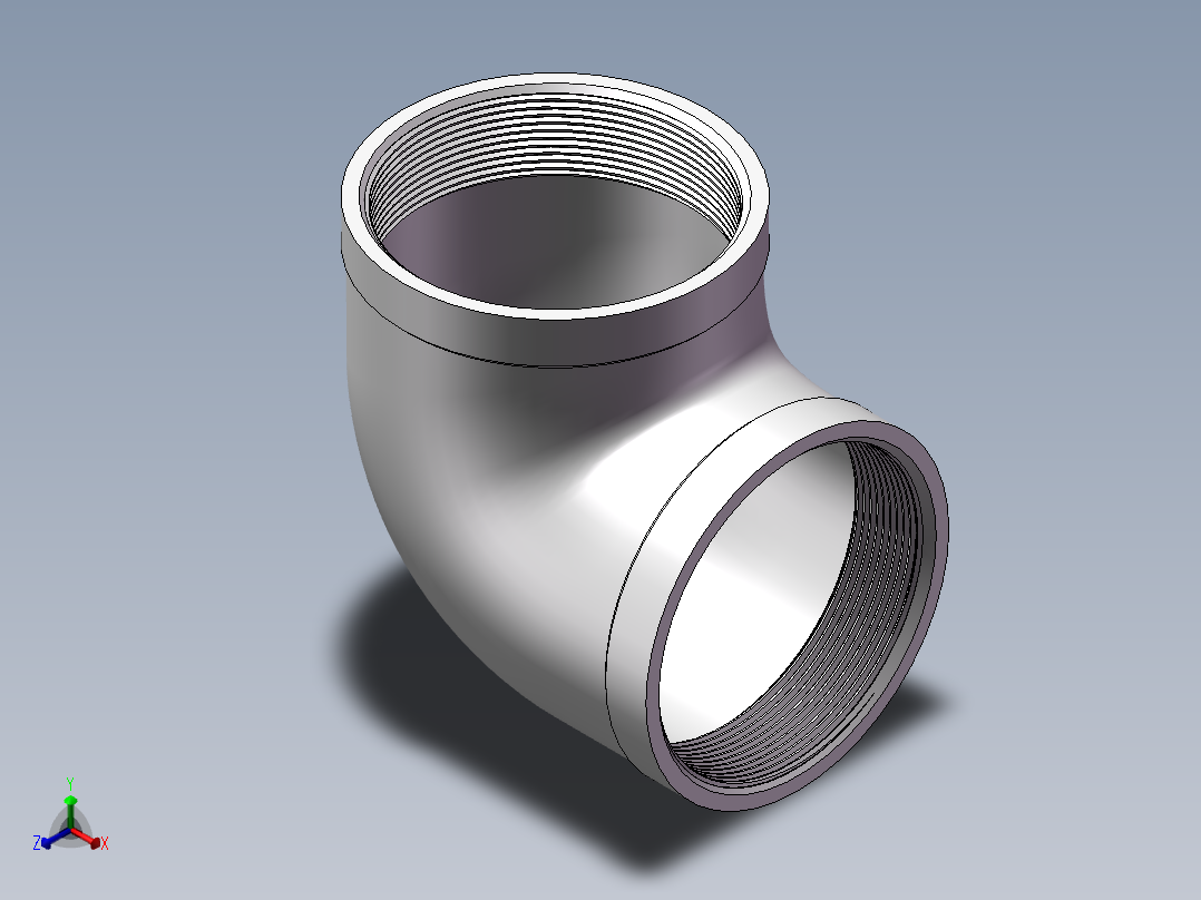 弯头-90°等径 DN80正等轴测图