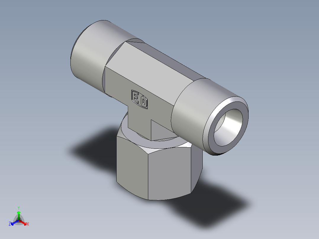 卡套式工业通用硬管接头EO_Swivel_nut_branch_tee_ET08SOMDCF主视图