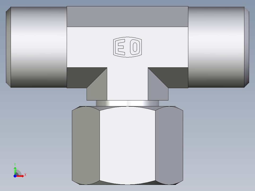 卡套式工业通用硬管接头EO_Swivel_nut_branch_tee_ET08SOMDCF前视图