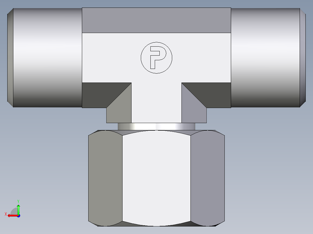 卡套式工业通用硬管接头EO_Swivel_nut_branch_tee_ET08SOMDCF后视图