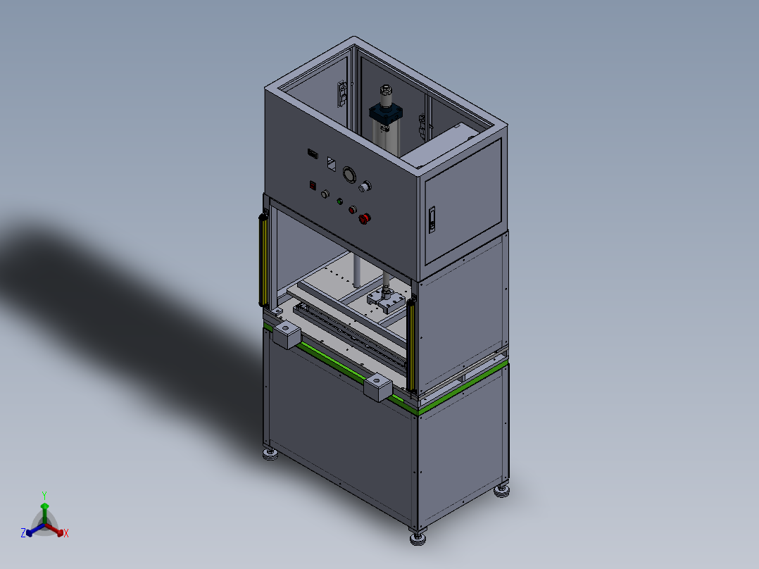 液晶电视屏幕压合机（sw18可编辑+工程图）正等轴测图