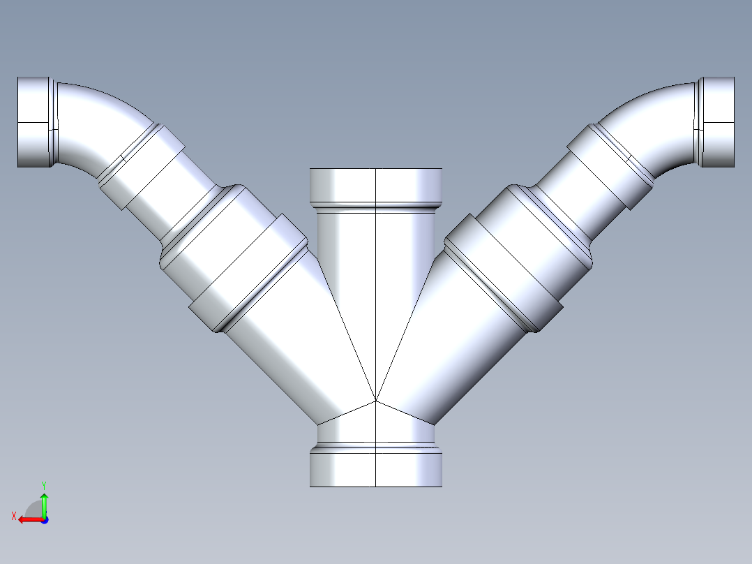船舶管路系统S12_SeaDrainPLUS_DoubleComboReducingWye-SxSxSxS_37E268232_3x2in Sea Drain Plus - Double Combo Reducing Wye - SxSxSxS后视图