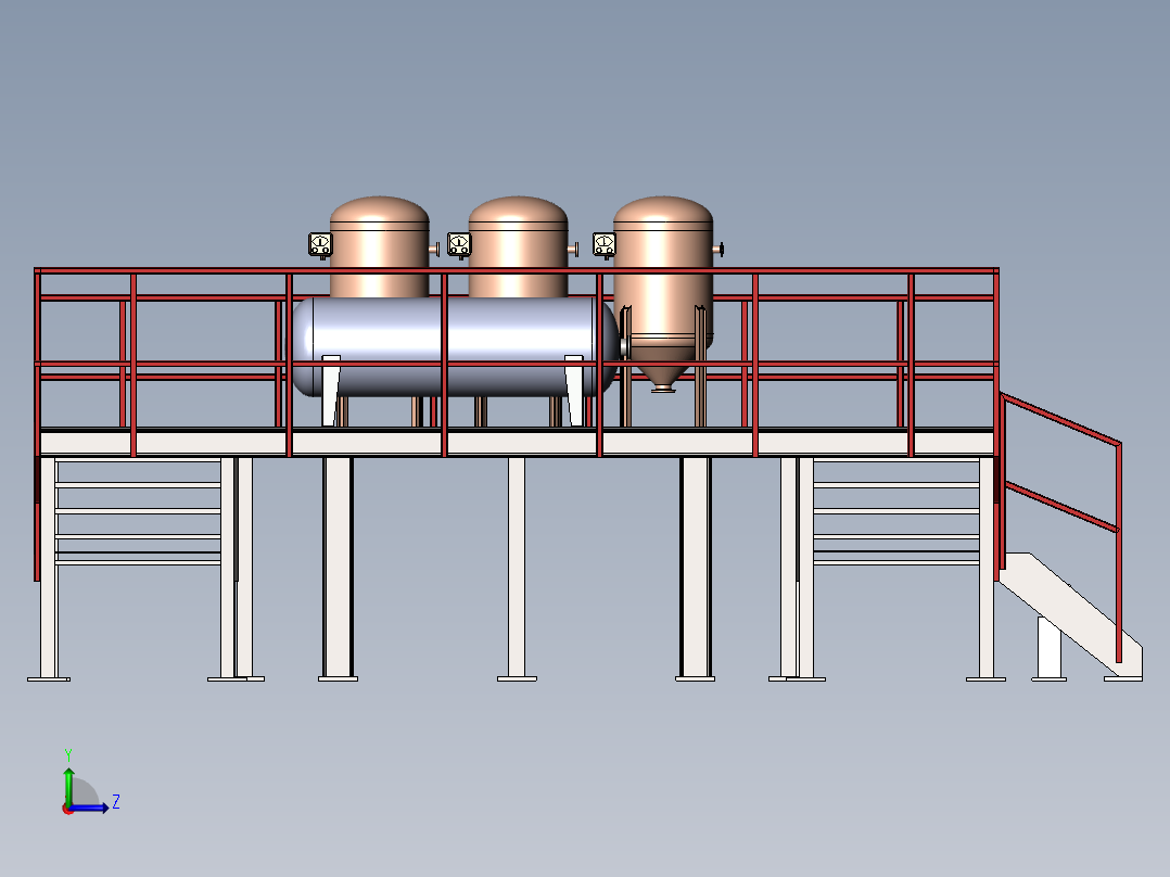 反应罐的平台左视图