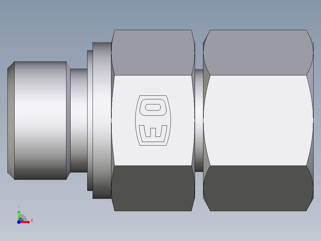 卡套式工业通用硬管接头EO_Swivel_connector_EGE10SREDCF前视图