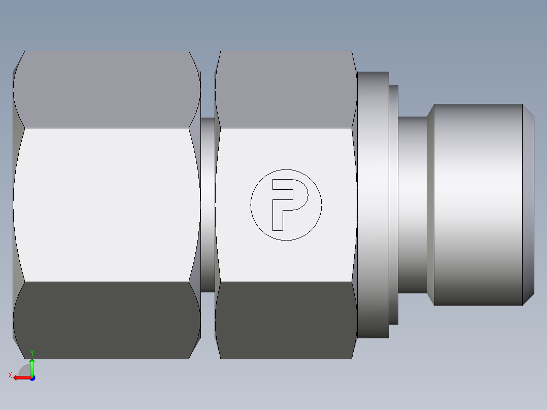 卡套式工业通用硬管接头EO_Swivel_connector_EGE10SREDCF后视图