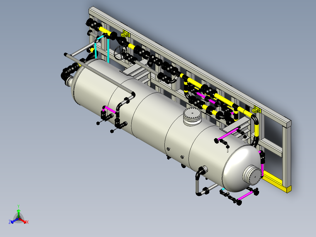 三相分离器正等轴测图