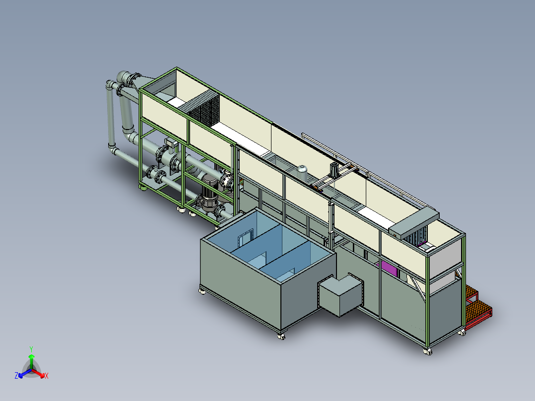 桥墩冲刷实验水槽ug正等轴测图