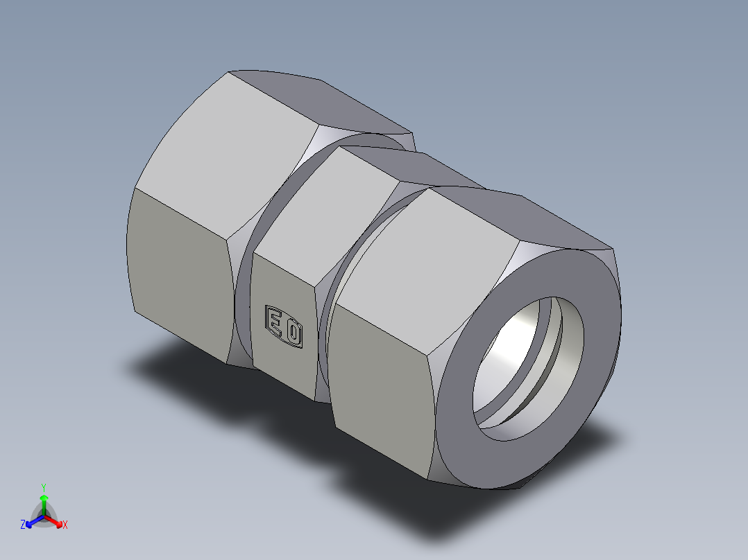 卡套式工业通用硬管接头EO_Distance_piece_adapter_DA30ZSCF正等轴测图