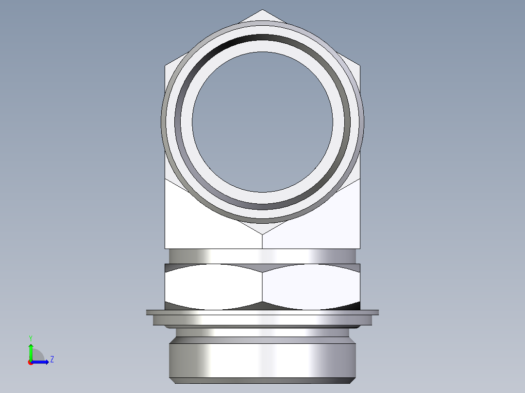 卡套式工业通用硬管接头EO_Adjustable_locknut_branch_tee_TEE42LROMDCF左视图