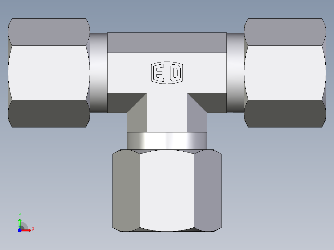 卡套式工业通用硬管接头EO_Union_tee_T08ZS71前视图