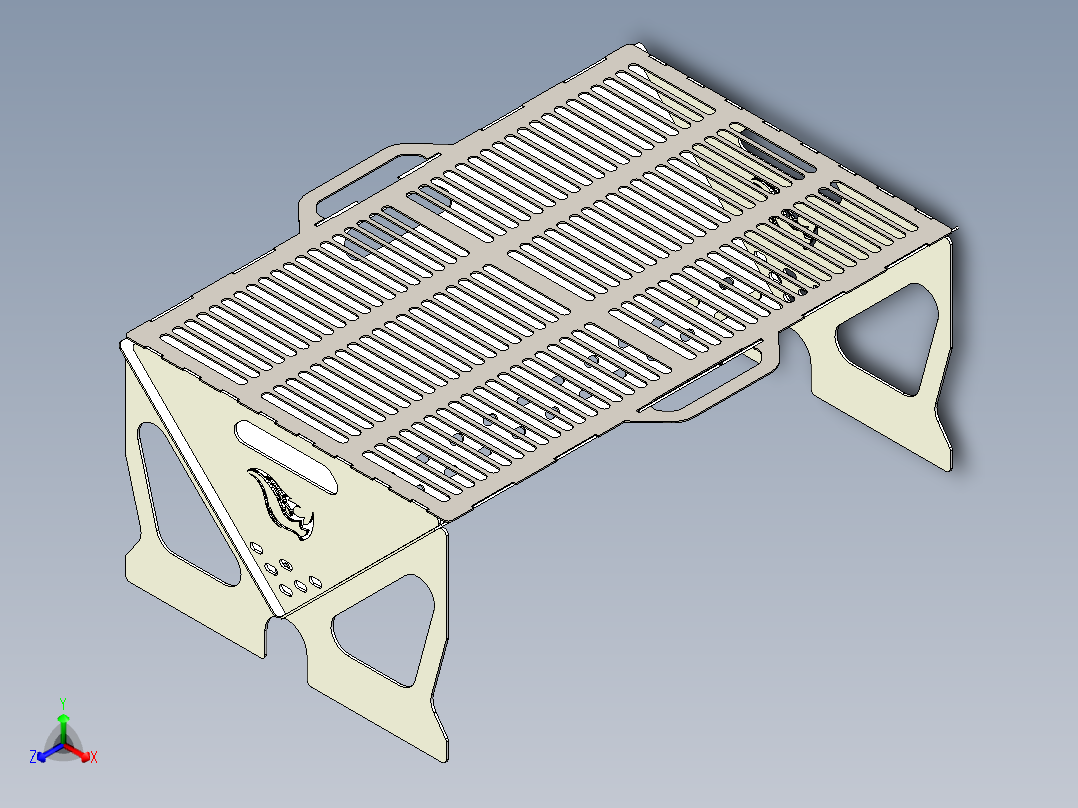 便携式钣金烧烤架正等轴测图