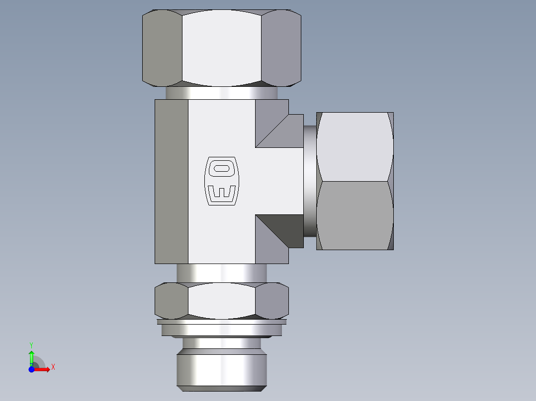 卡套式工业通用硬管接头EO_Adjustable_locknut_run_tee_LEE18LRCF前视图