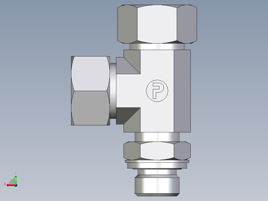 卡套式工业通用硬管接头EO_Adjustable_locknut_run_tee_LEE18LRCF后视图