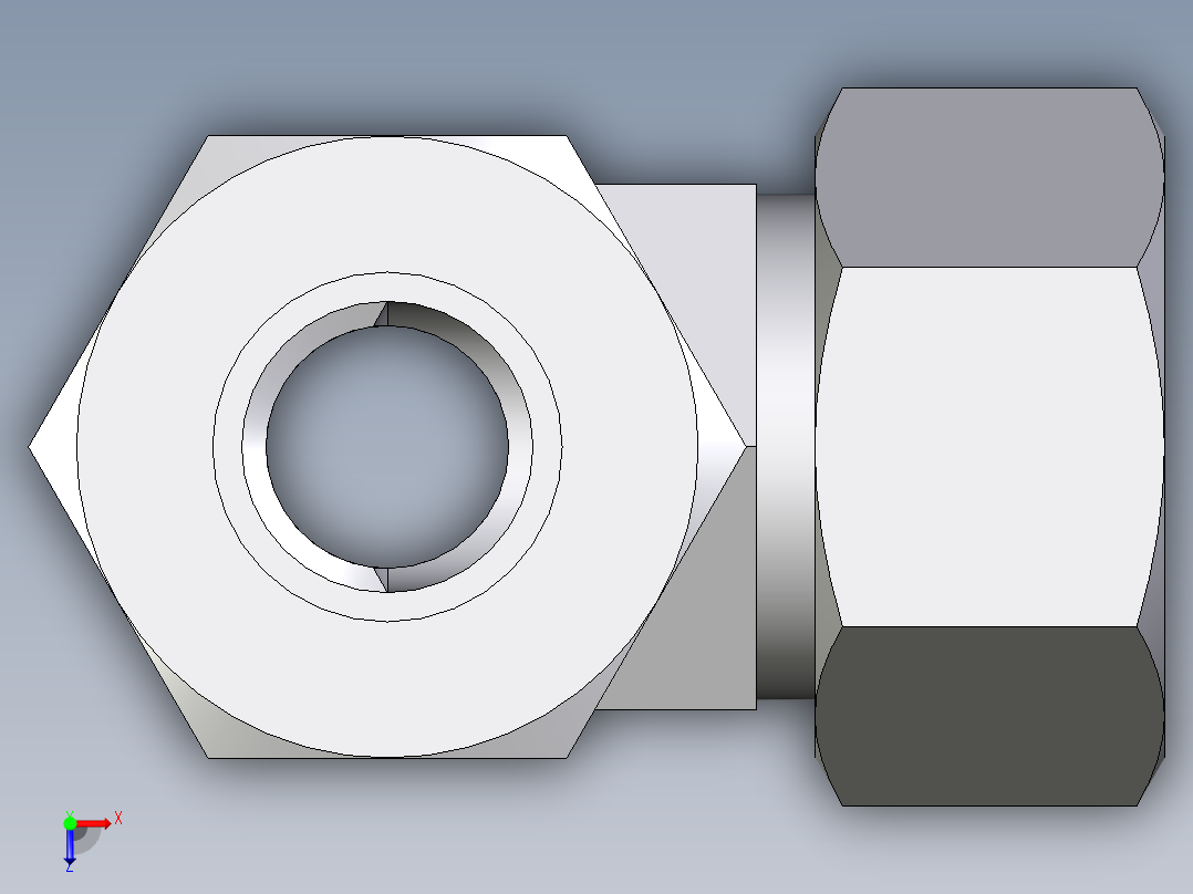 卡套式工业通用硬管接头EO_Adjustable_locknut_run_tee_LEE18LRCF俯视图