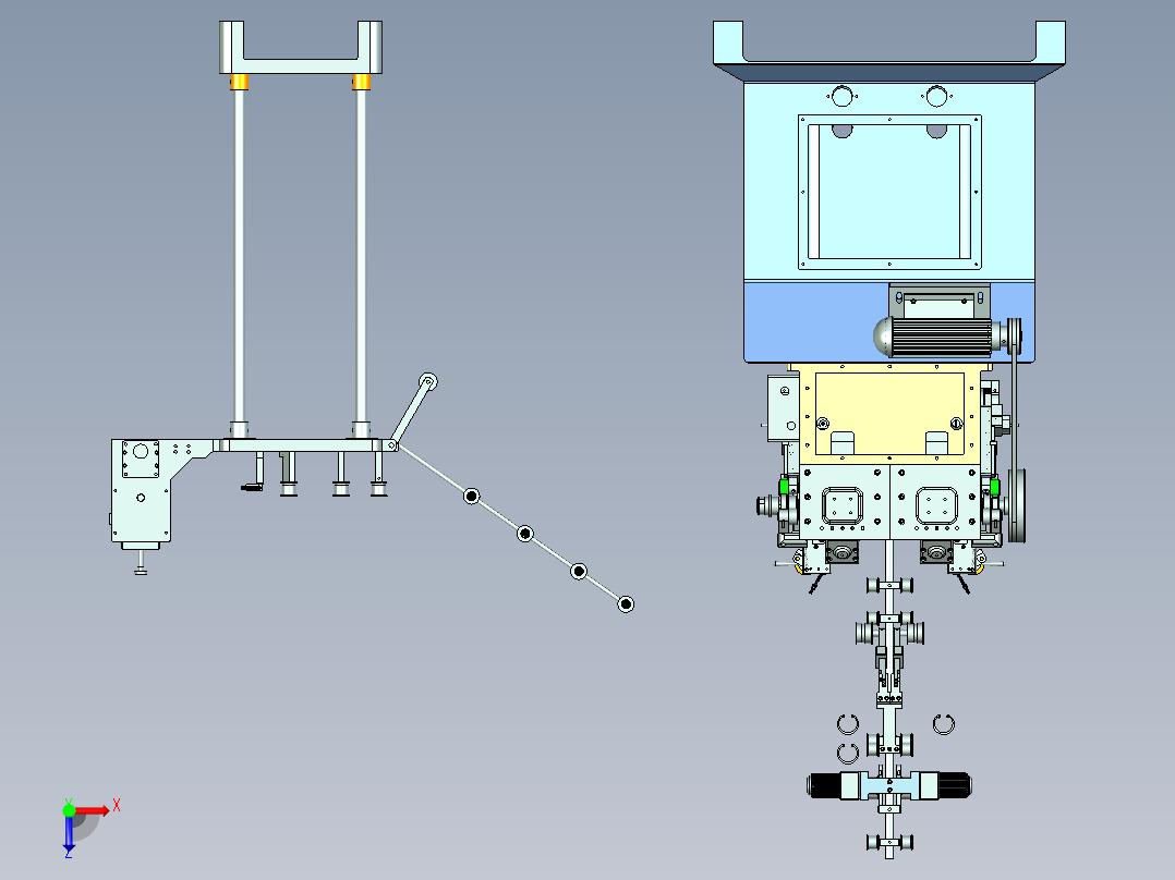 全自动金属Y牙拉链机器俯视图