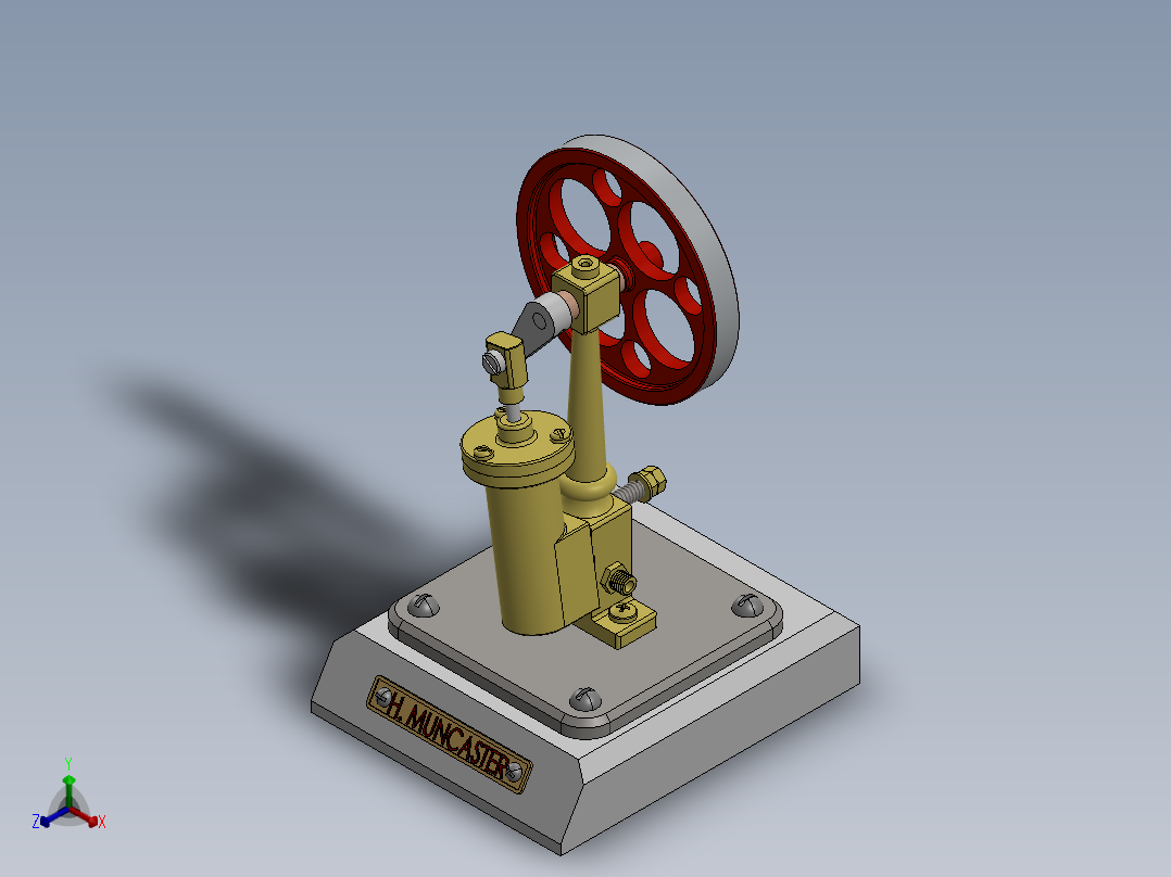 蒸汽机simple-oscillating-engine-1836-模型格式为 sw正等轴测图