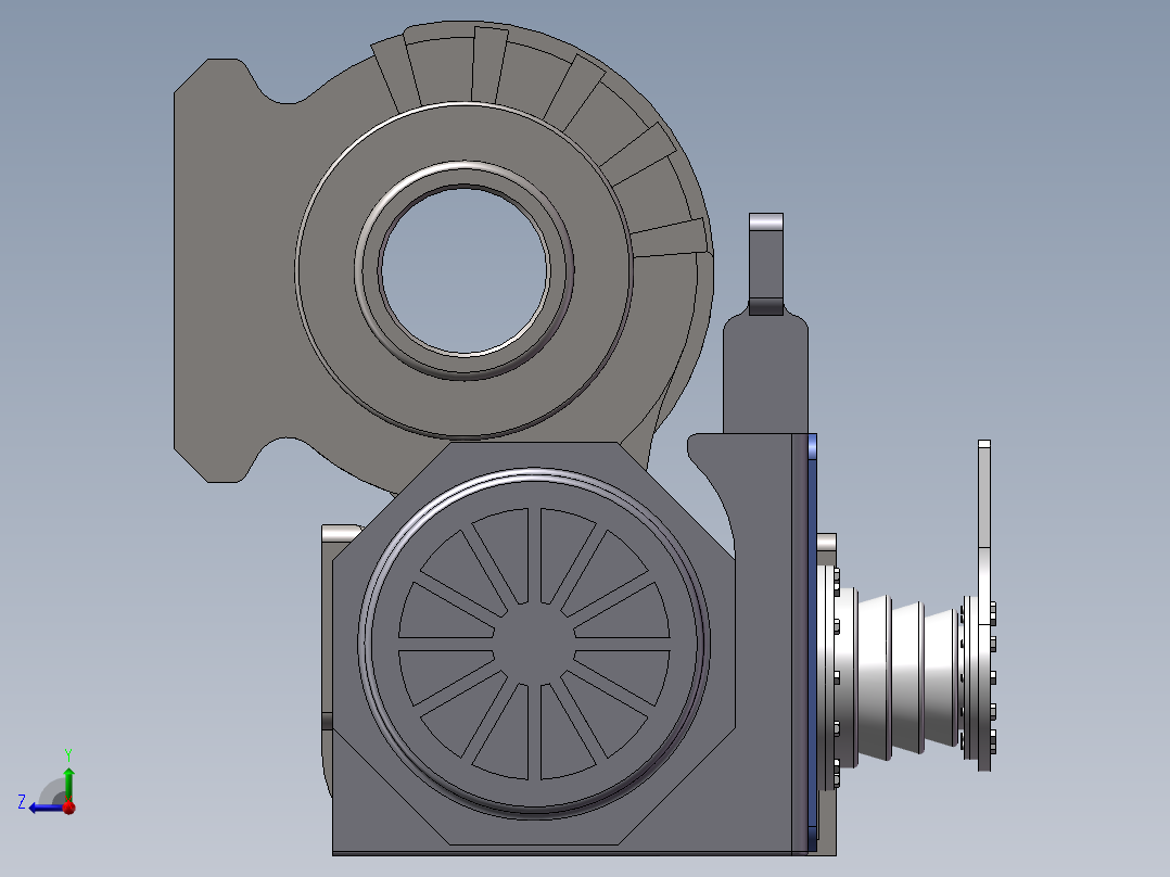 crh380牵引电机与齿轮箱右视图