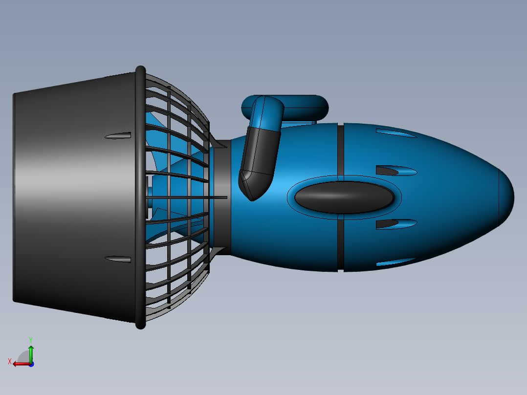 潜水推进器造型3D图纸 Solidworks设计后视图