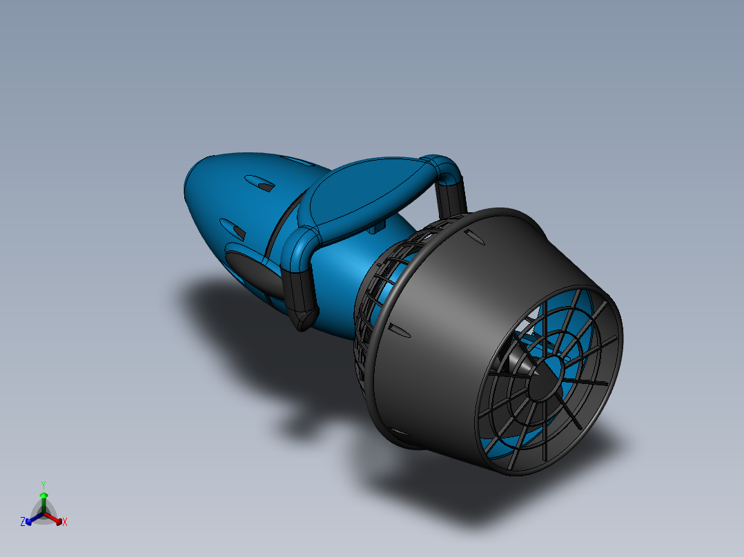 潜水推进器造型3D图纸 Solidworks设计正等轴测图