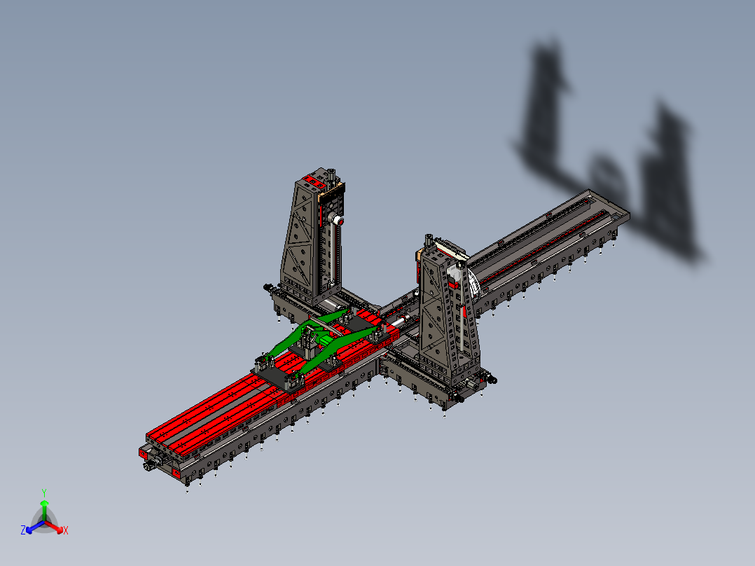 SHY-HDW7018双面镗铣加工中心总装正等轴测图
