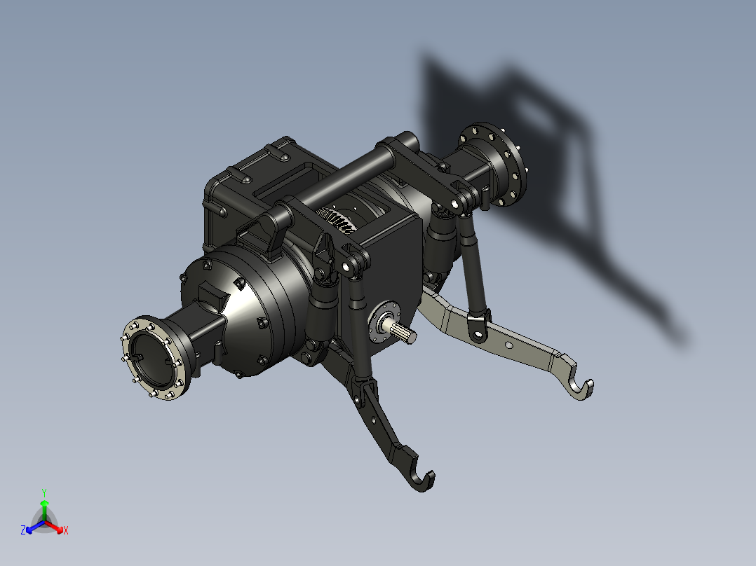 拖拉机后轴变速箱正等轴测图