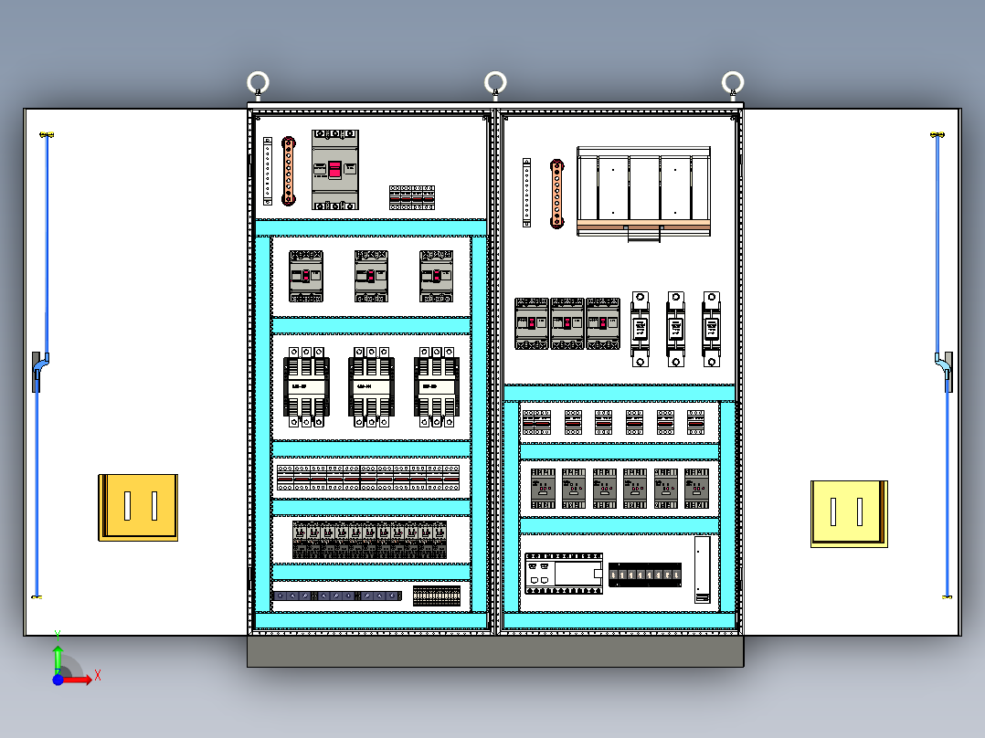 双柜组装120A交流接触器plc控制柜 56286前视图