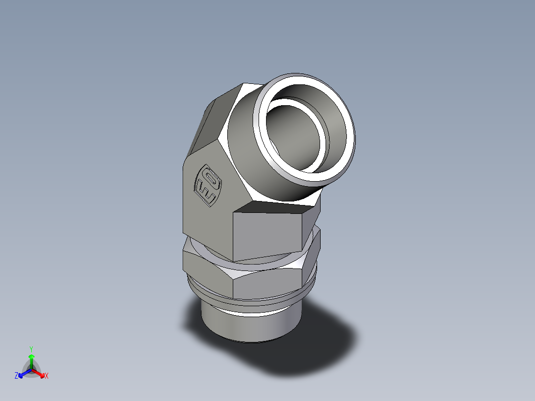 卡套式工业通用硬管接头EO_Adjustable_locknut_45_deg_elbow_VEE18LMOMDCF主视图