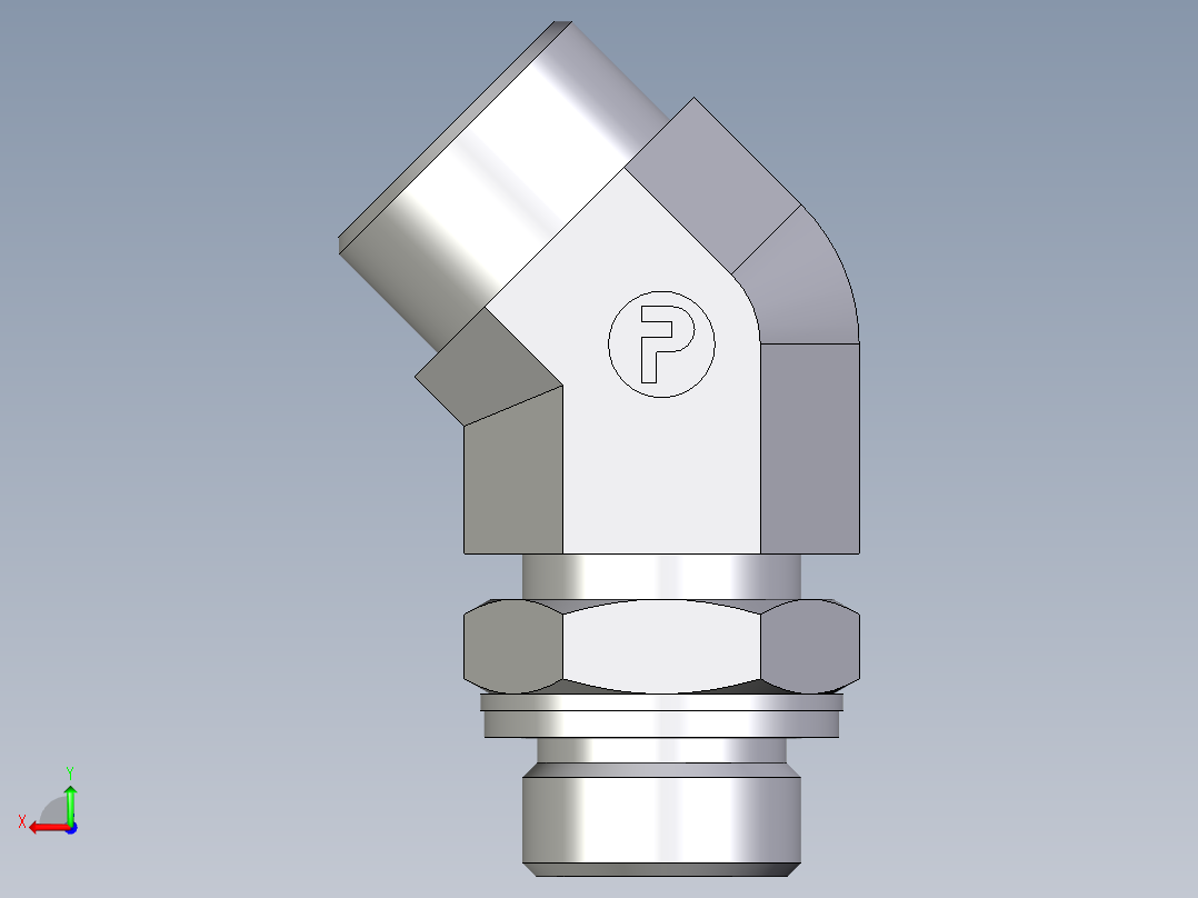 卡套式工业通用硬管接头EO_Adjustable_locknut_45_deg_elbow_VEE18LMOMDCF后视图