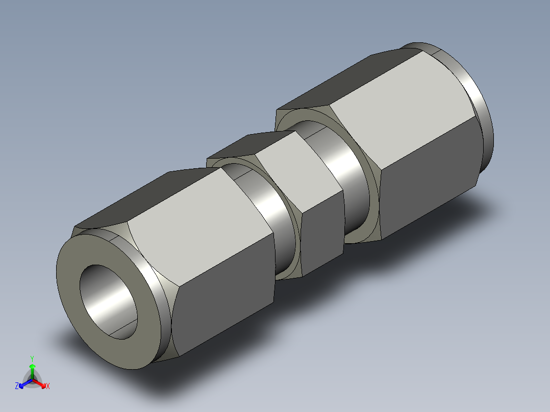 卡套式工业通用硬管接头6_hbu-s正等轴测图