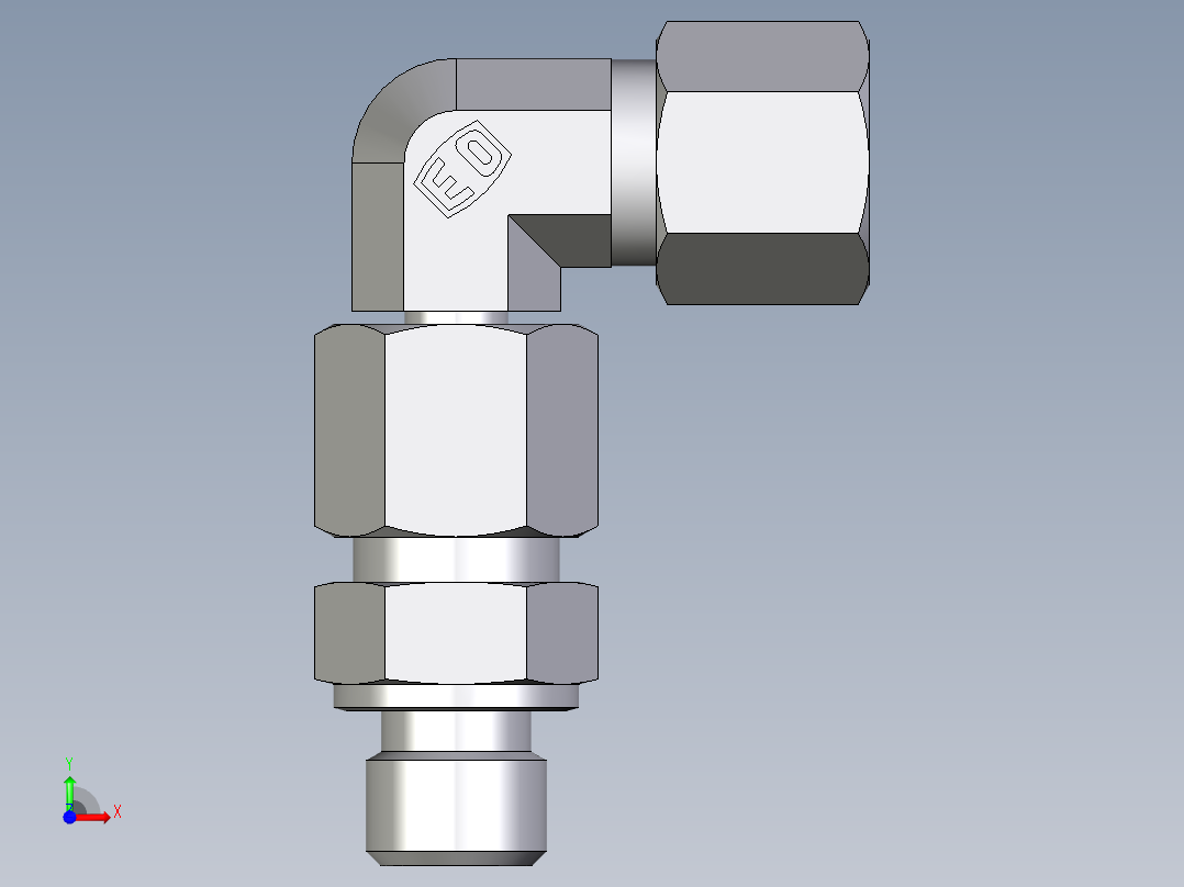 卡套式工业通用硬管接头EO_Assembled_adjustable_standpipe_elbow_EVW08SM71前视图