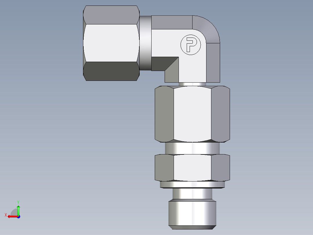 卡套式工业通用硬管接头EO_Assembled_adjustable_standpipe_elbow_EVW08SM71后视图