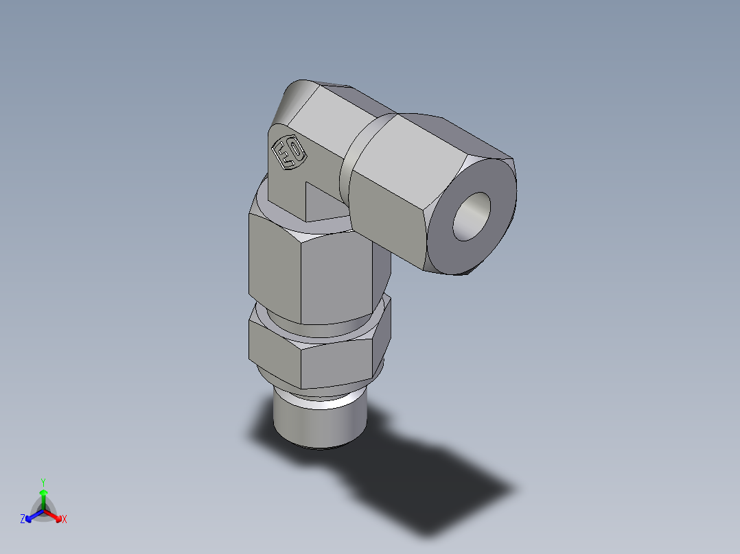 卡套式工业通用硬管接头EO_Assembled_adjustable_standpipe_elbow_EVW08SM71正等轴测图