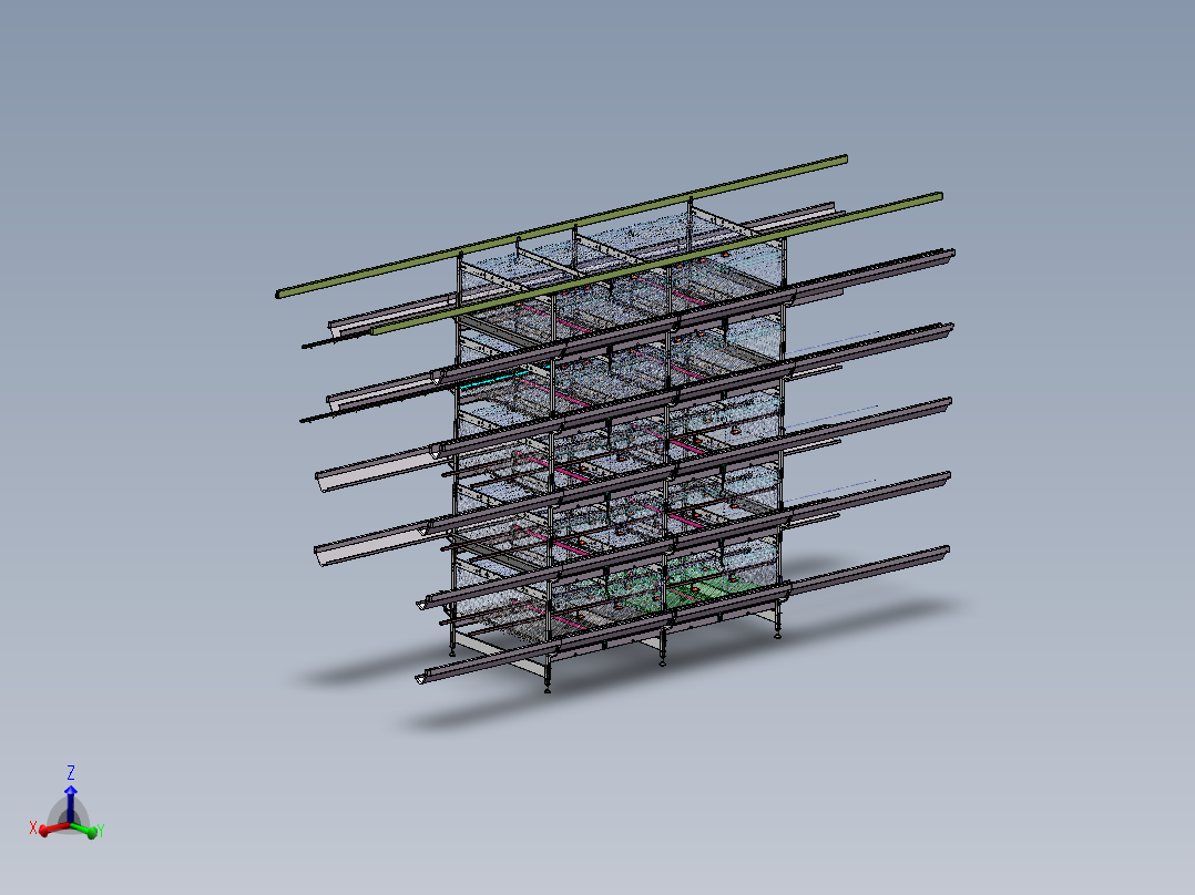 一款自动化养鸡笼具的笼体sw17可编辑主视图