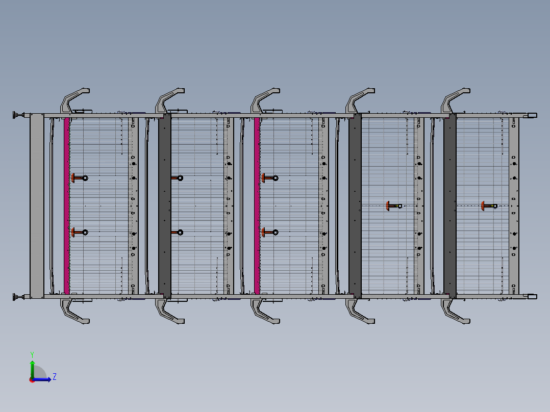 一款自动化养鸡笼具的笼体sw17可编辑左视图