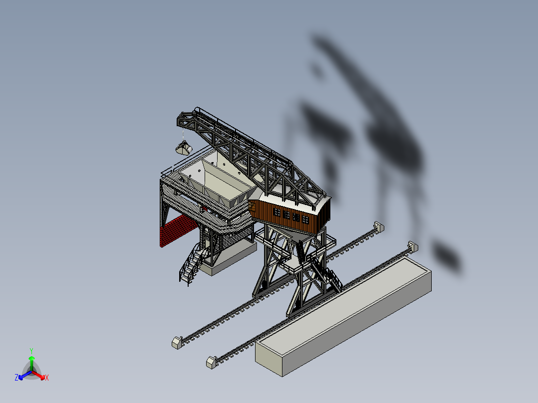 港口用大型吊车大重载搬运机抓手正等轴测图