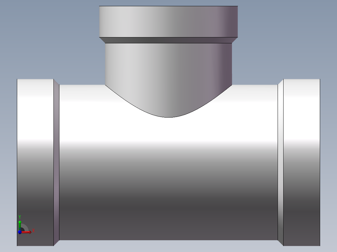 三通-异径 DN20-DN15前视图