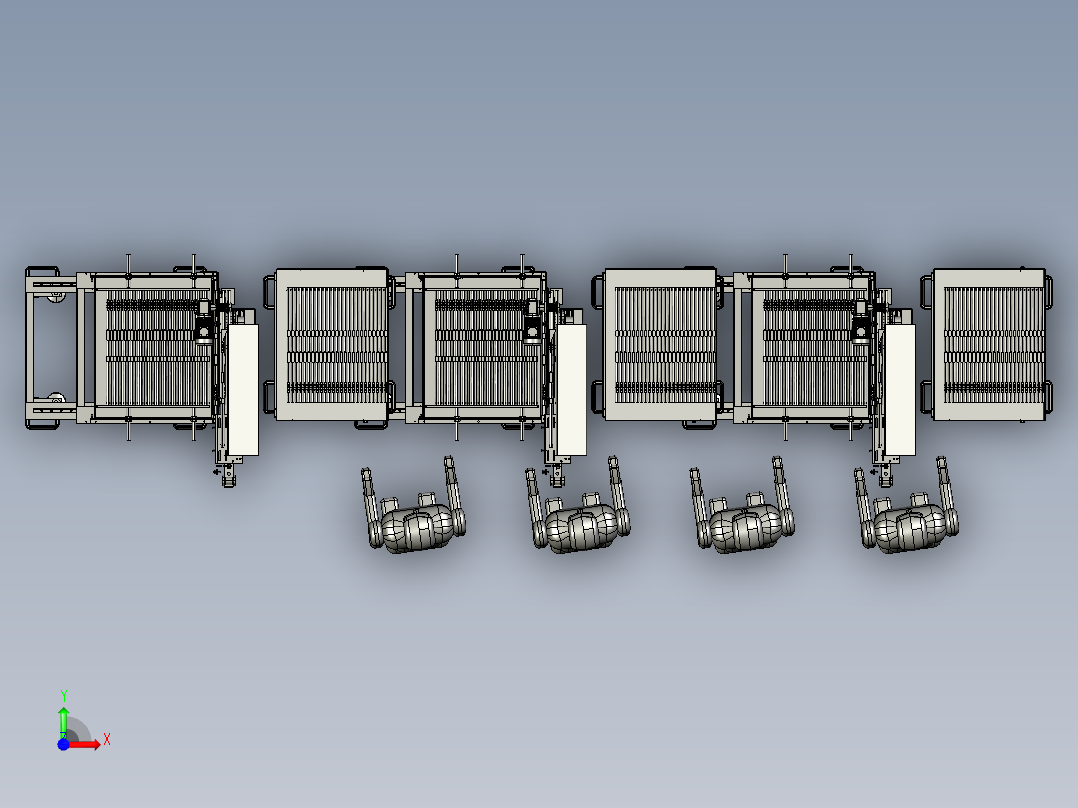快递人工包装运输线前视图