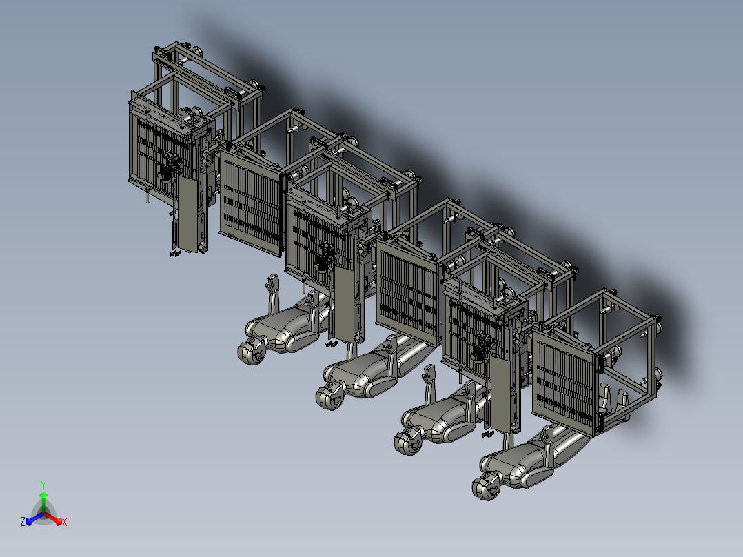 快递人工包装运输线正等轴测图