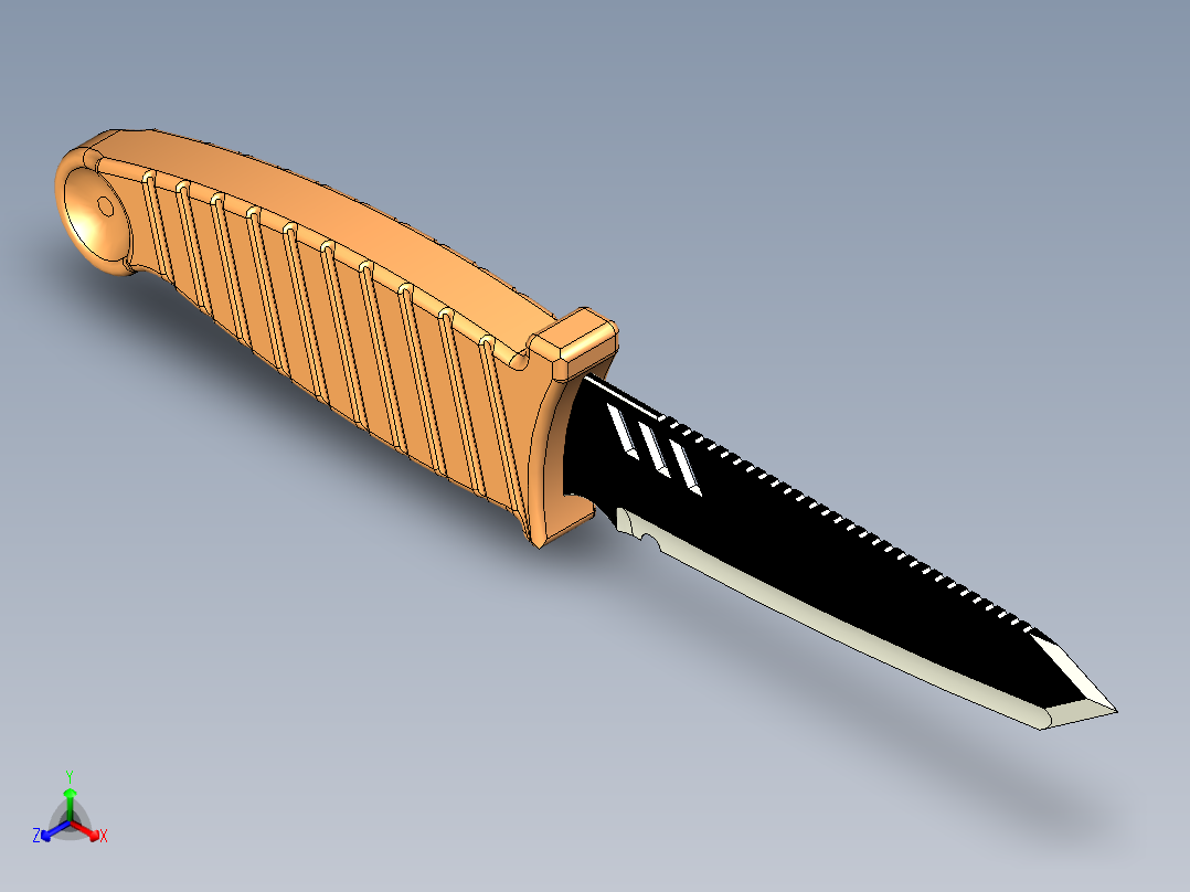 军用匕首模型正等轴测图