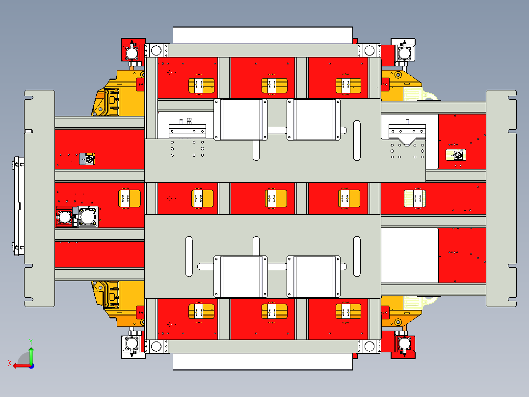 新能源电车电池托盘气动夹具后视图