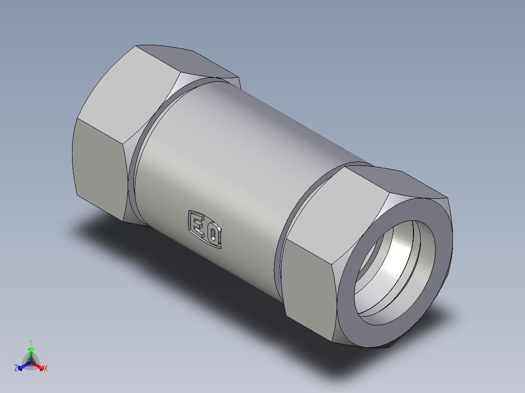 卡套式工业通用硬管接头EO_Weld_bulkhead_fitting_ESV35L71正等轴测图