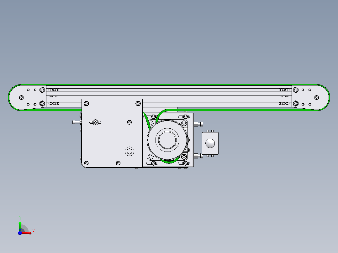 0.7米0.07米双皮带输送机构前视图