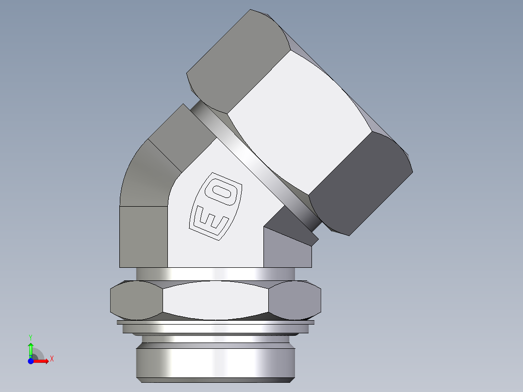 卡套式工业通用硬管接头EO_Adjustable_locknut_45_deg_elbow_VEE38ZSRCF前视图