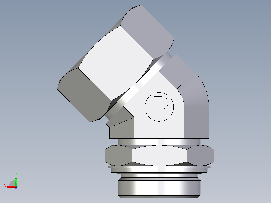 卡套式工业通用硬管接头EO_Adjustable_locknut_45_deg_elbow_VEE38ZSRCF后视图